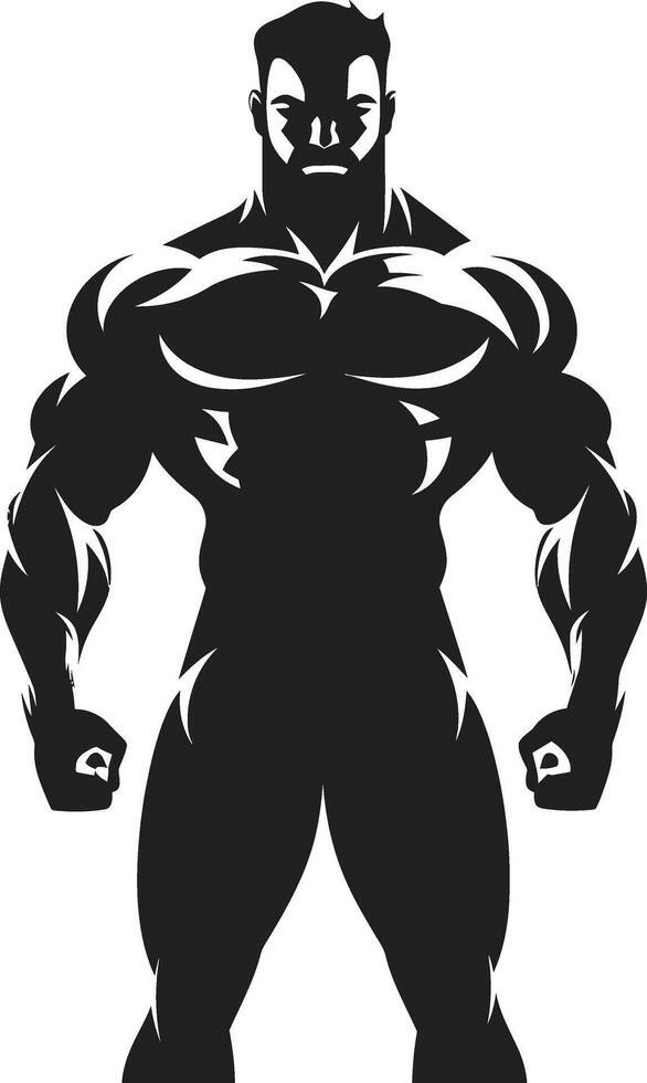 Graphit Blick voll Körper schwarz Logo definiert Dominanz Bodybuilder ikonisch Bild vektor