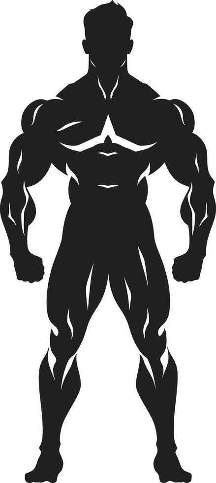 Muskel Monolith Bodybuilder ikonisch schwarz Vektor Tintenfass Eindruck voll Körper schwarz Vektor Symbol