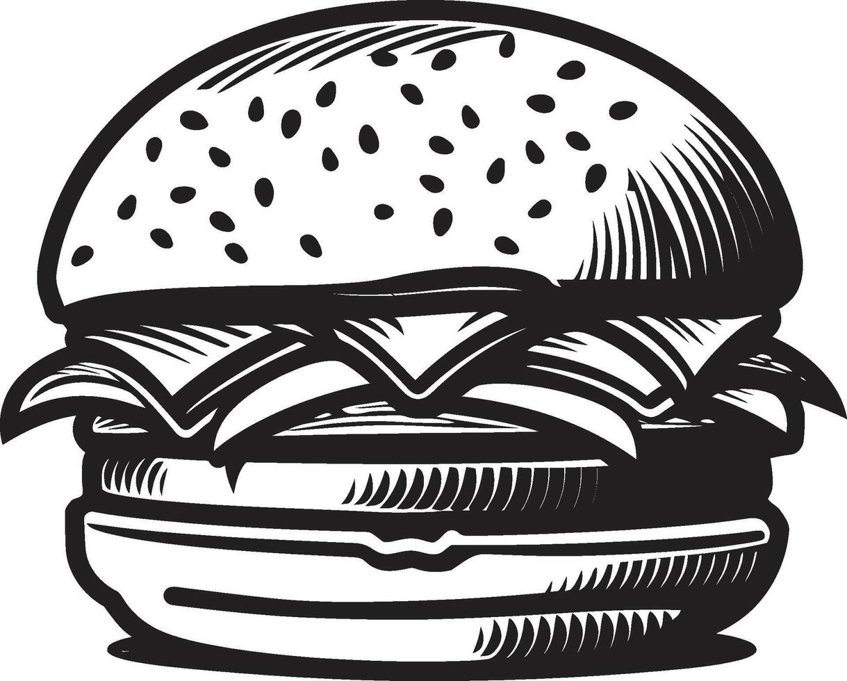 välsmakande väsen svart vektor ikon burger gåta vektor svart logotyp