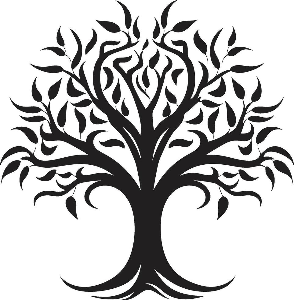träd- majestät träd ikon emblem botanisk lugn träd symbol design vektor