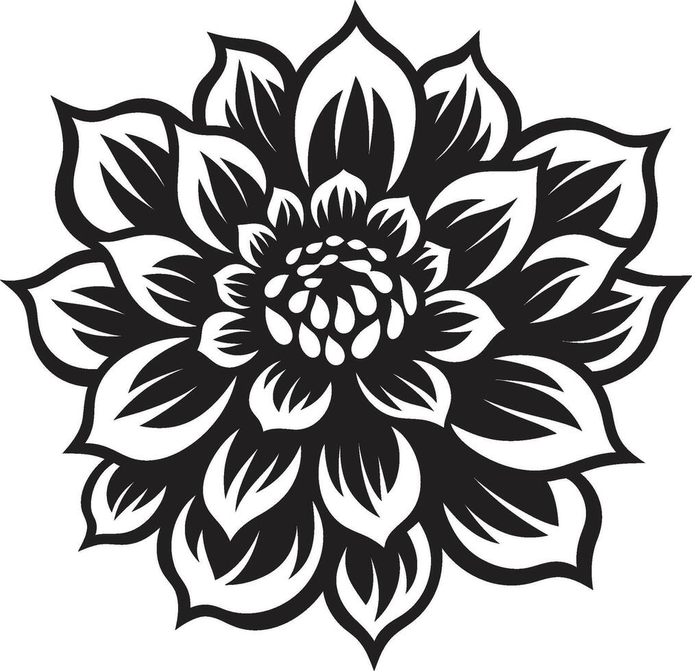 schick Blume Symbol schwarz Symbol stilvoll botanisch Eindruck einfarbig Emblem vektor