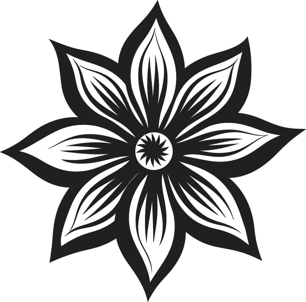 elegant blomma chic svartvit emblem detalj elegant blommig emblem ikoniska monoton detalj vektor