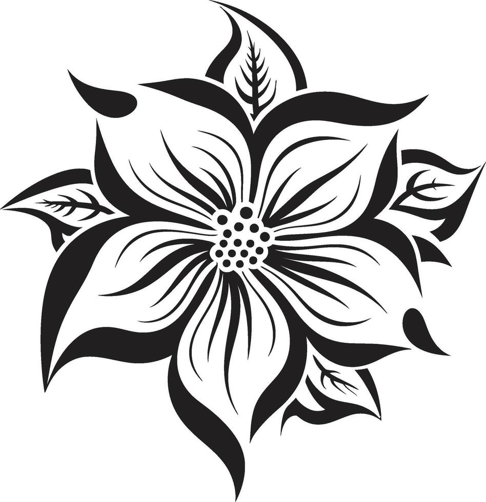 svartvit blomma väsen symbolisk detalj singularis kronblad silhuett svart emblem vektor