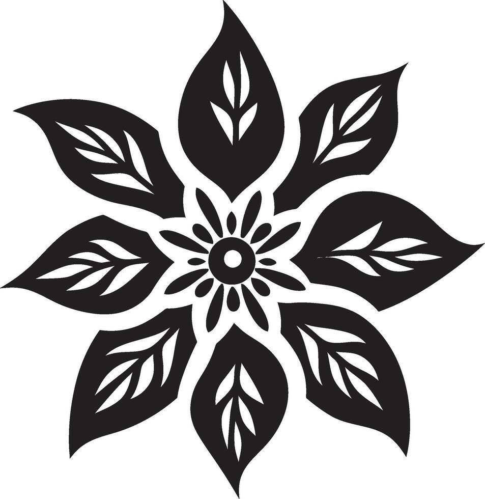 minimalistisk blomma symbol ikoniska design detalj elegant blommig vektor svartvit emblem detalj