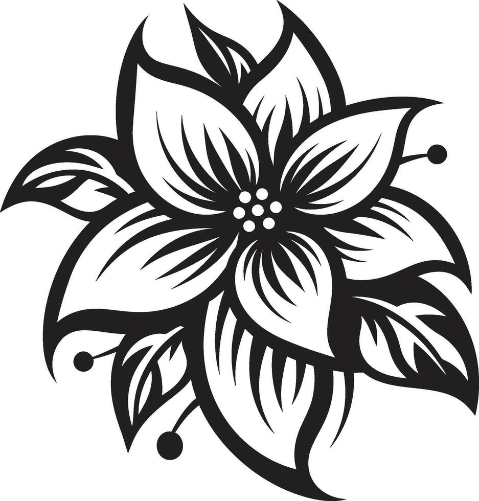 elegant blommig element svartvit design elegant kronblad emblem ikoniska monoton detalj vektor