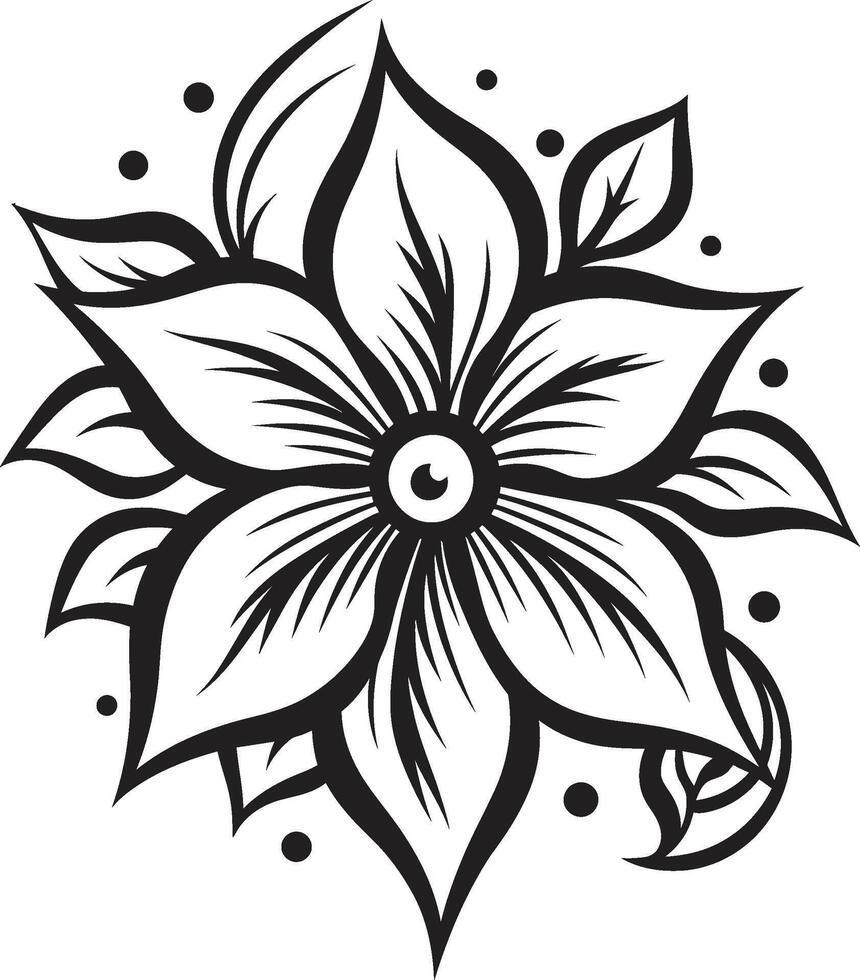 eleganta botanisk element vektor nåd svartvit blomma väsen ikoniska symbol