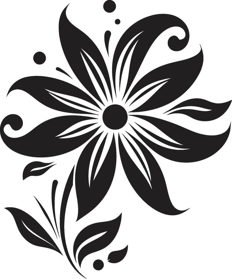 subtil blomma detalj eleganta vektor emblem eleganta botanisk symbol svart ikon mark