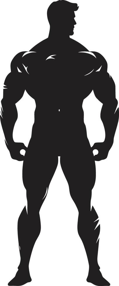 muskel monolit kroppsbyggare ikoniska svart vektor inkwell intryck full kropp svart vektor symbol
