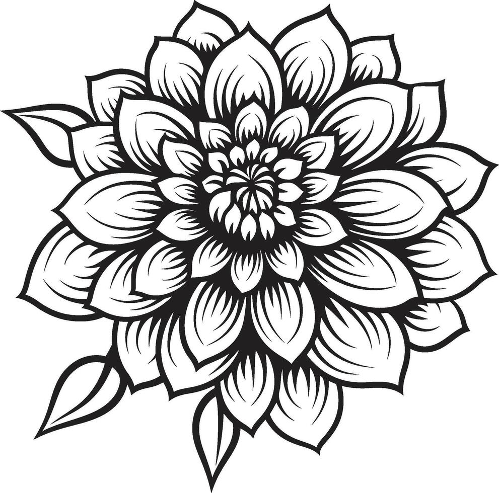 ätherisch Blumen- Symbol schwarz Symbol Kunstwerk Singular blühen Eleganz Vektor Grafik Design