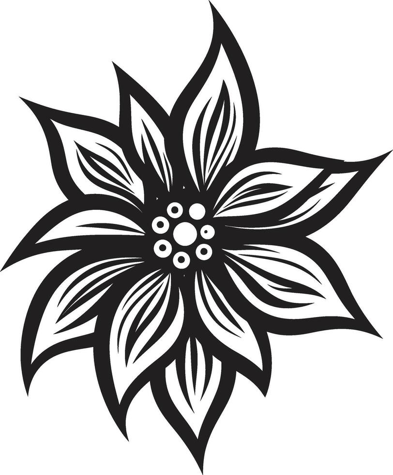 elegant blomma vektor ikoniska logotyp eterisk blomma ikon svartvit mark