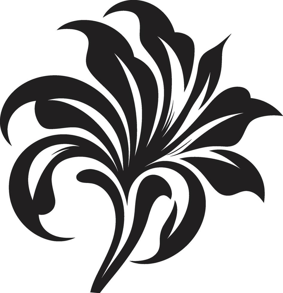 schick Blütenblatt Emblem einfarbig ikonisch Detail einfarbig blühen Styling Emblem Kennzeichen vektor