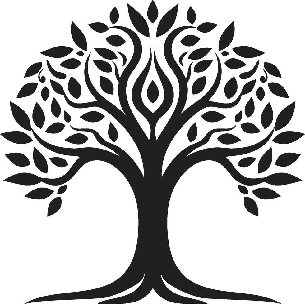 majestätisk berså träd emblem design botanisk lugn träd ikon symbol vektor