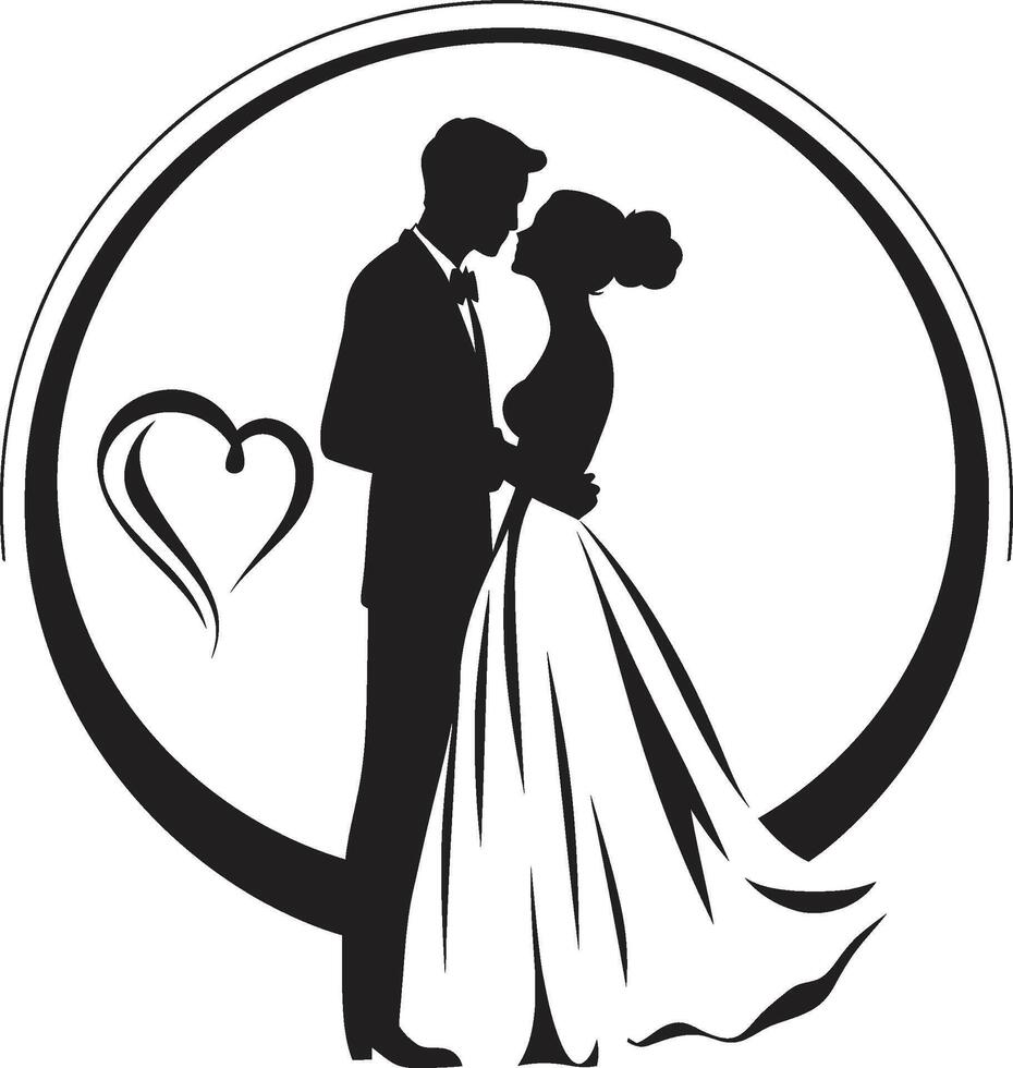 Hochzeit Glückseligkeit stilvoll Blumen- Symbol Design botanisch Union schwarz Logo Symbol vektor