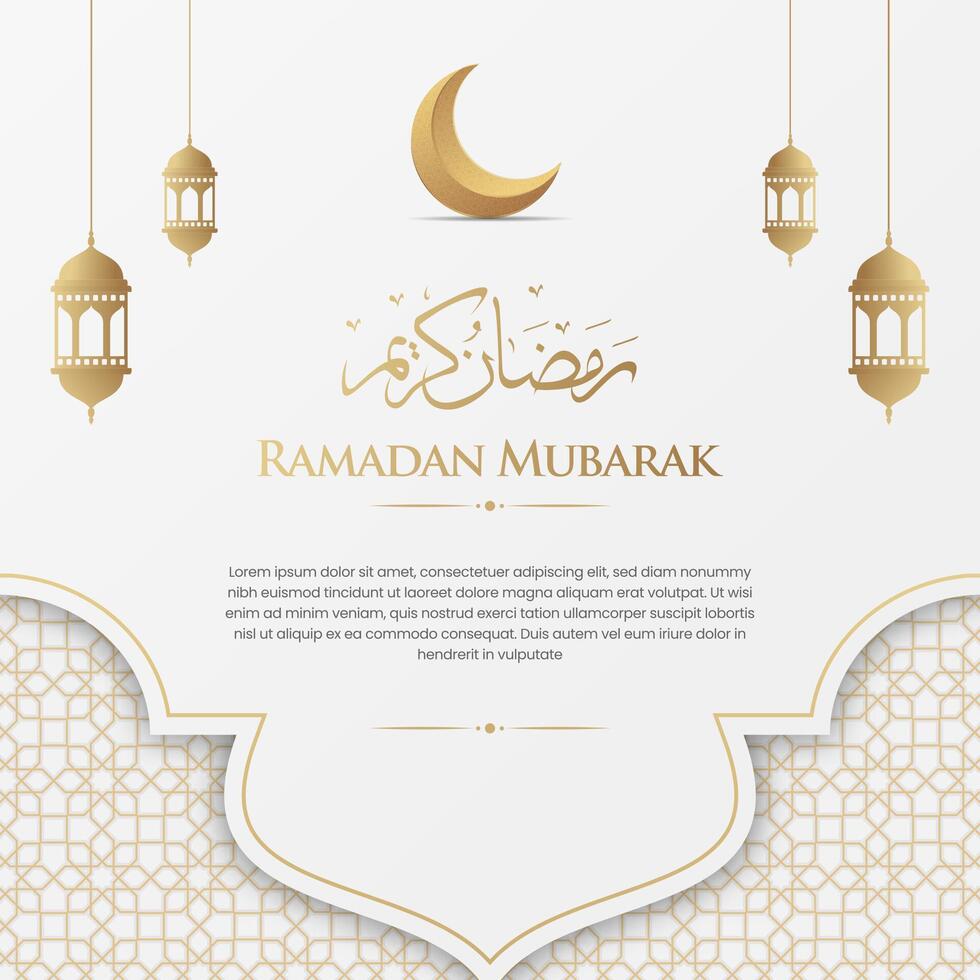 Ramadan kareem islamisch Luxus Gruß Karte Sozial Medien Post mit Arabisch Stil Muster vektor