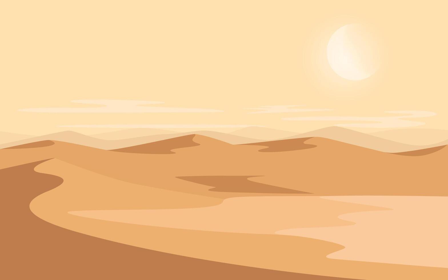 Wüste Sand mit Berge, Mond eben Landschaft. Vektor Natur