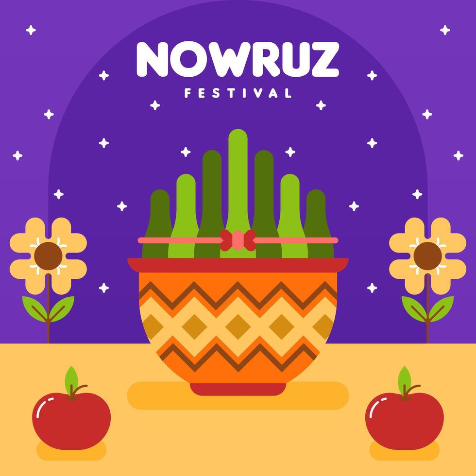 Lycklig Nowruz festival webb baner bakgrund illustration vektor