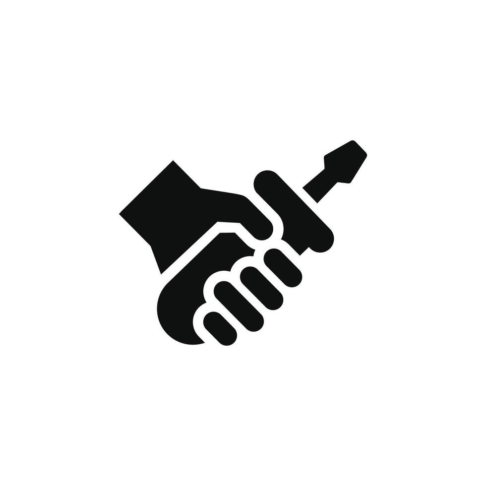 Hand halten Schraubendreher Symbol isoliert auf Weiß Hintergrund vektor