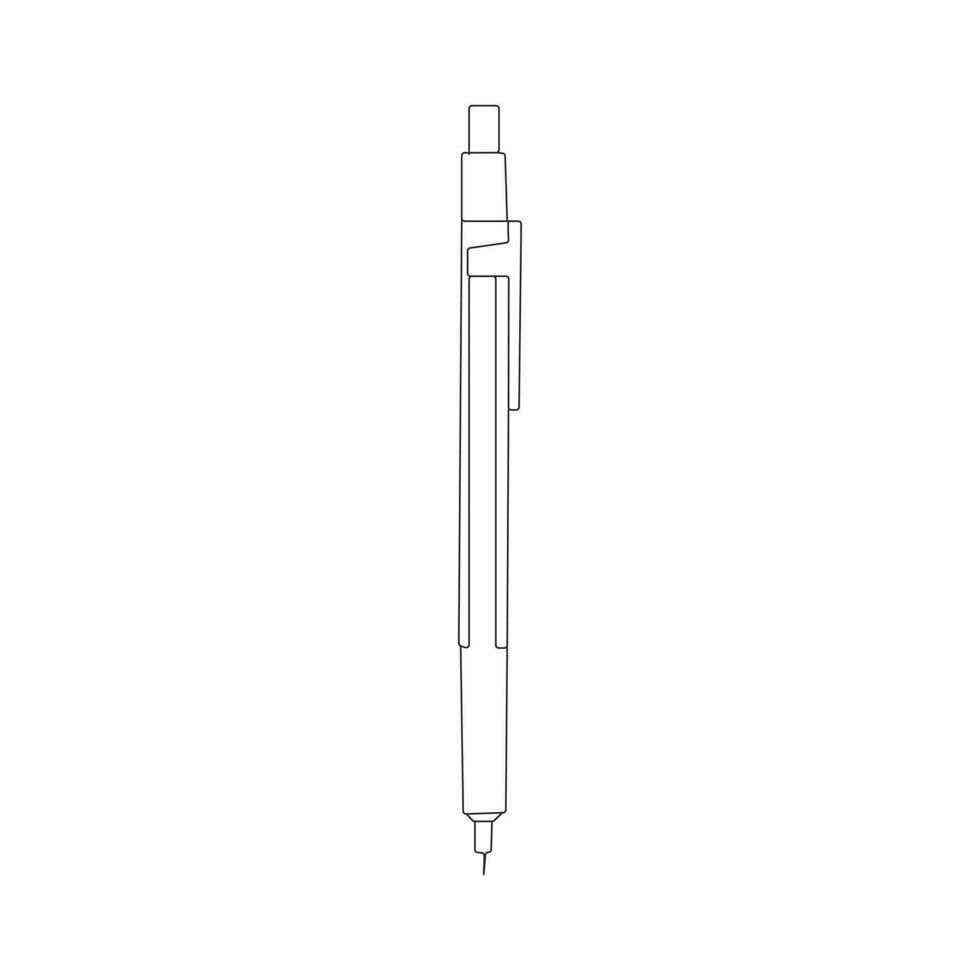 penna skrivning i kontinuerlig linje teckning . penna symbol av studie och utbildning begrepp i enkel linjär stil. kontur ikon. klotter vektor illustration