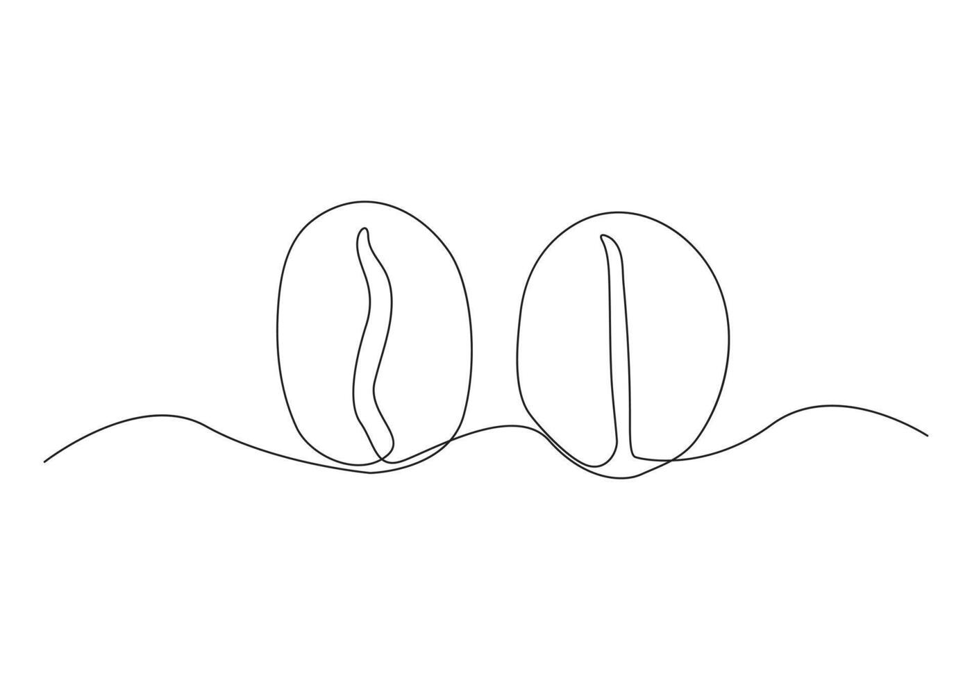 kaffe bönor i kontinuerlig linje konst vektor illustration. rostad kaffe bönor fri