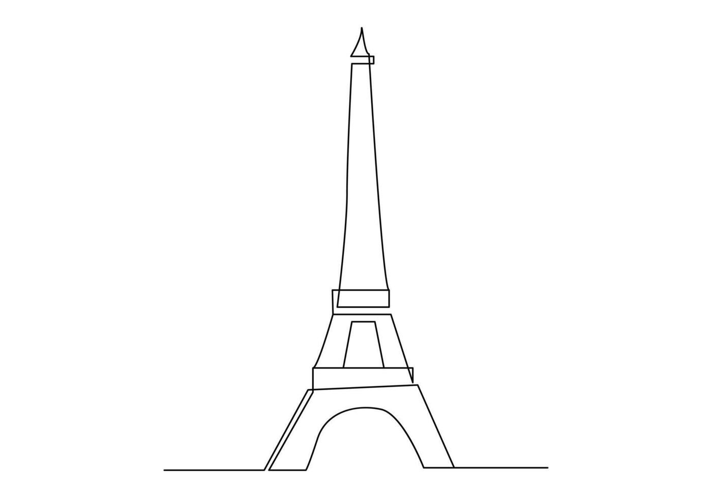 eiffel torn enda ett linje teckning. turism och resa hälsning vykort begrepp. modern kontinuerlig linje dra design vektor illustration