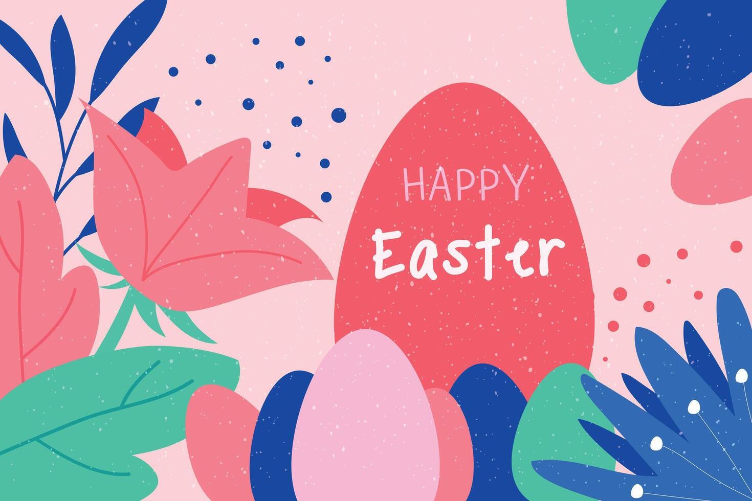 hell Ostern Karte mit Blumen und Ostern Eier. glücklich Ostern. vektor