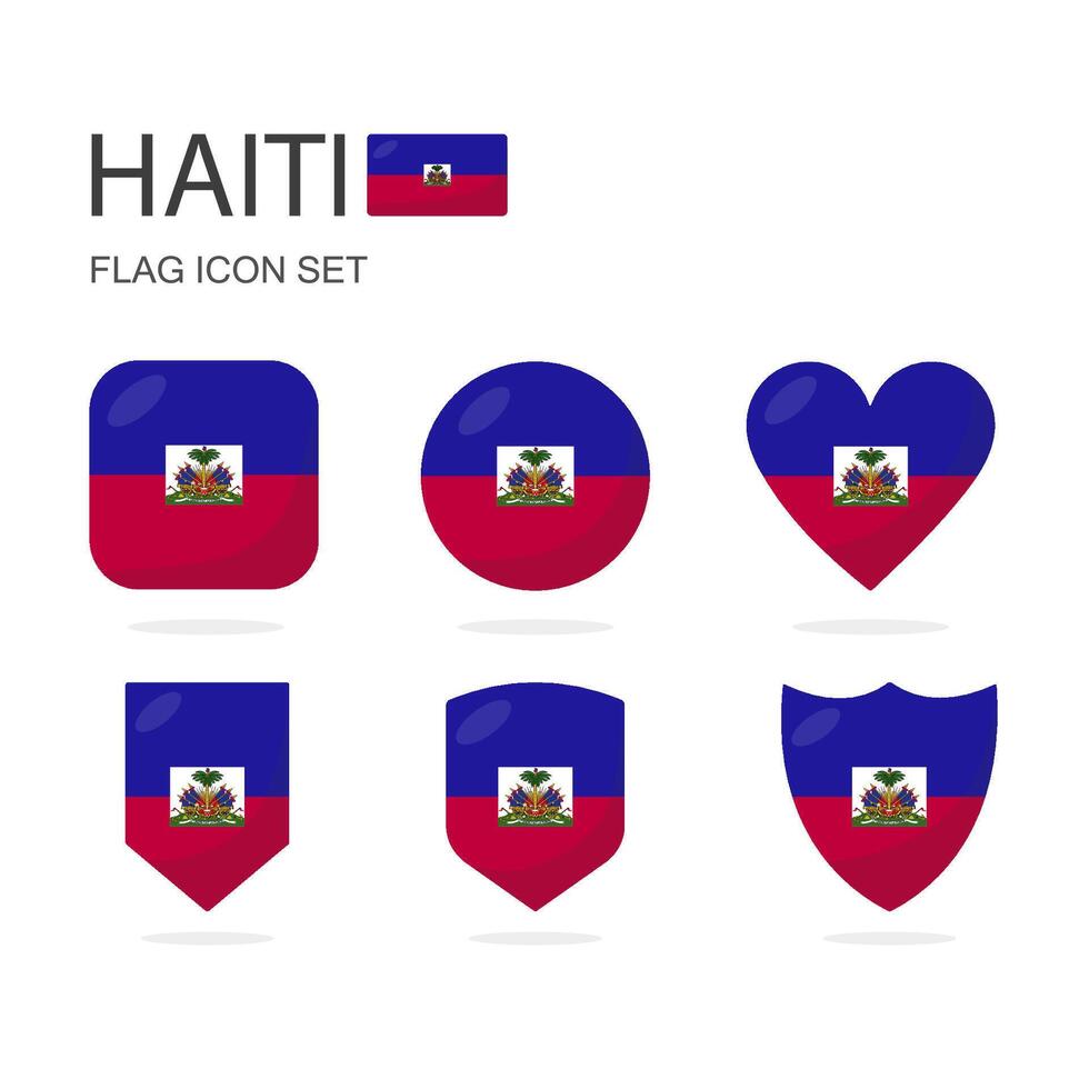 Haiti 3d Flagge Symbole von 6 Formen alle isoliert auf Weiß Hintergrund. vektor