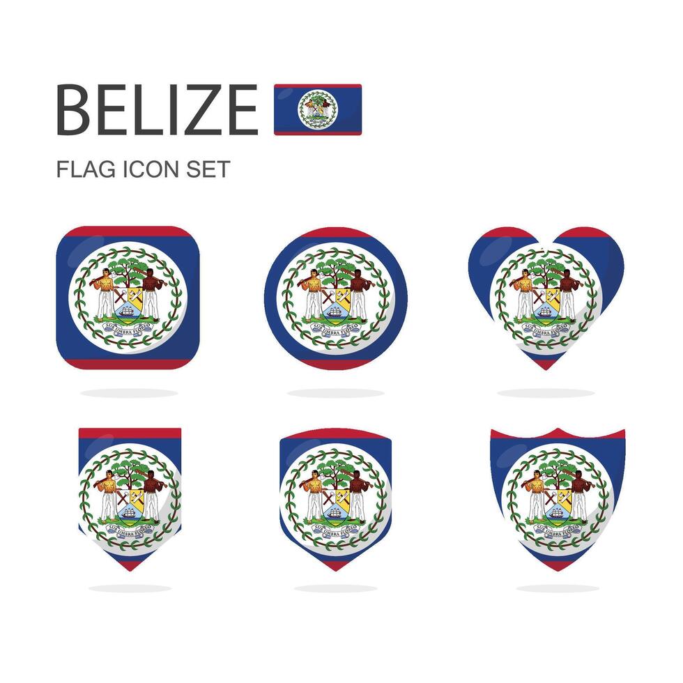 belize 3d flagga ikoner av 6 former Allt isolerat på vit bakgrund. vektor