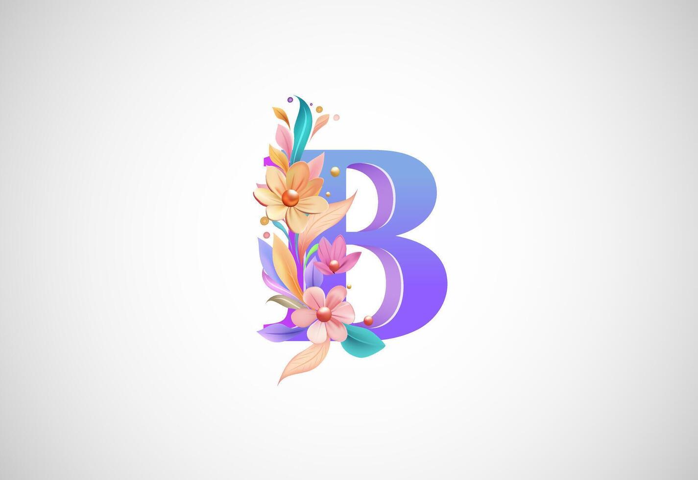 Blumen- Alphabet b. Logo zum Hochzeit Einladungen, Gruß Karte, Geburtstag, Logo, Poster andere Ideen vektor