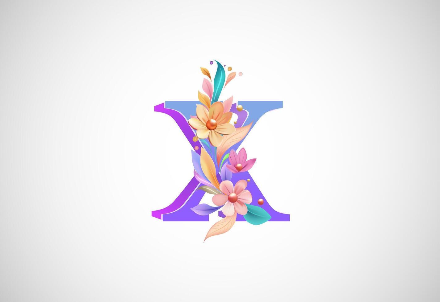blommig alfabet x. logotyp för bröllop inbjudningar, hälsning kort, födelsedag, logotyp, affisch Övrig idéer vektor