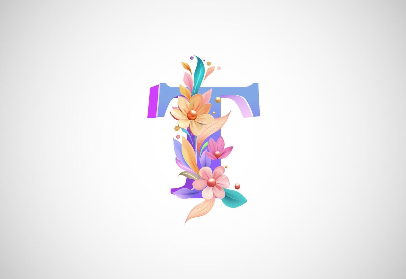 Blumen- Alphabet t. Logo zum Hochzeit Einladungen, Gruß Karte, Geburtstag, Logo, Poster andere Ideen vektor