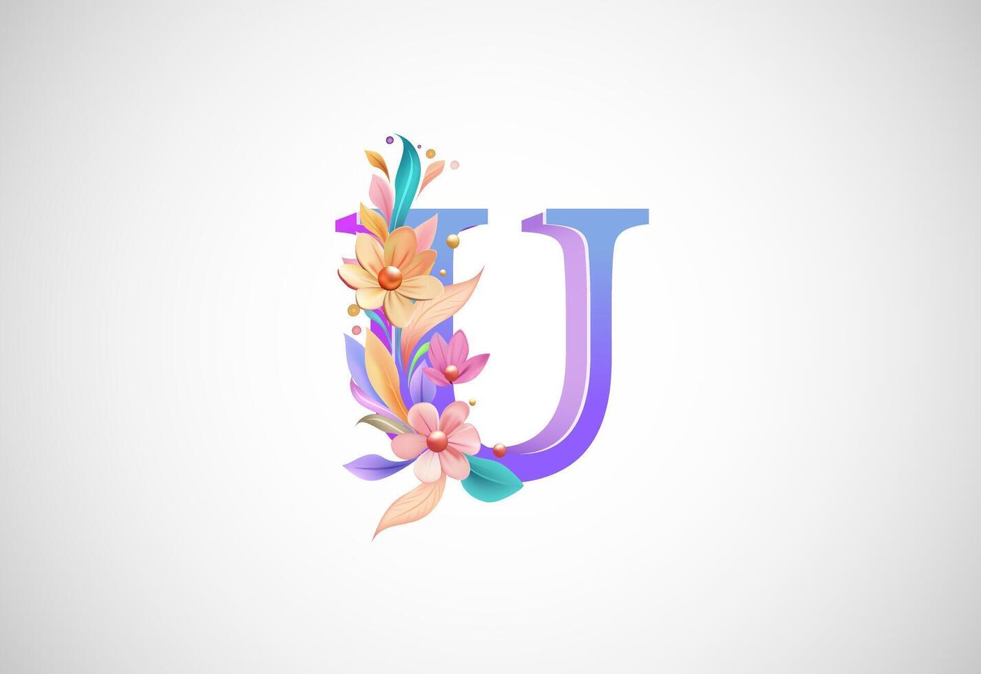 Blumen- Alphabet u. Logo zum Hochzeit Einladungen, Gruß Karte, Geburtstag, Logo, Poster andere Ideen vektor