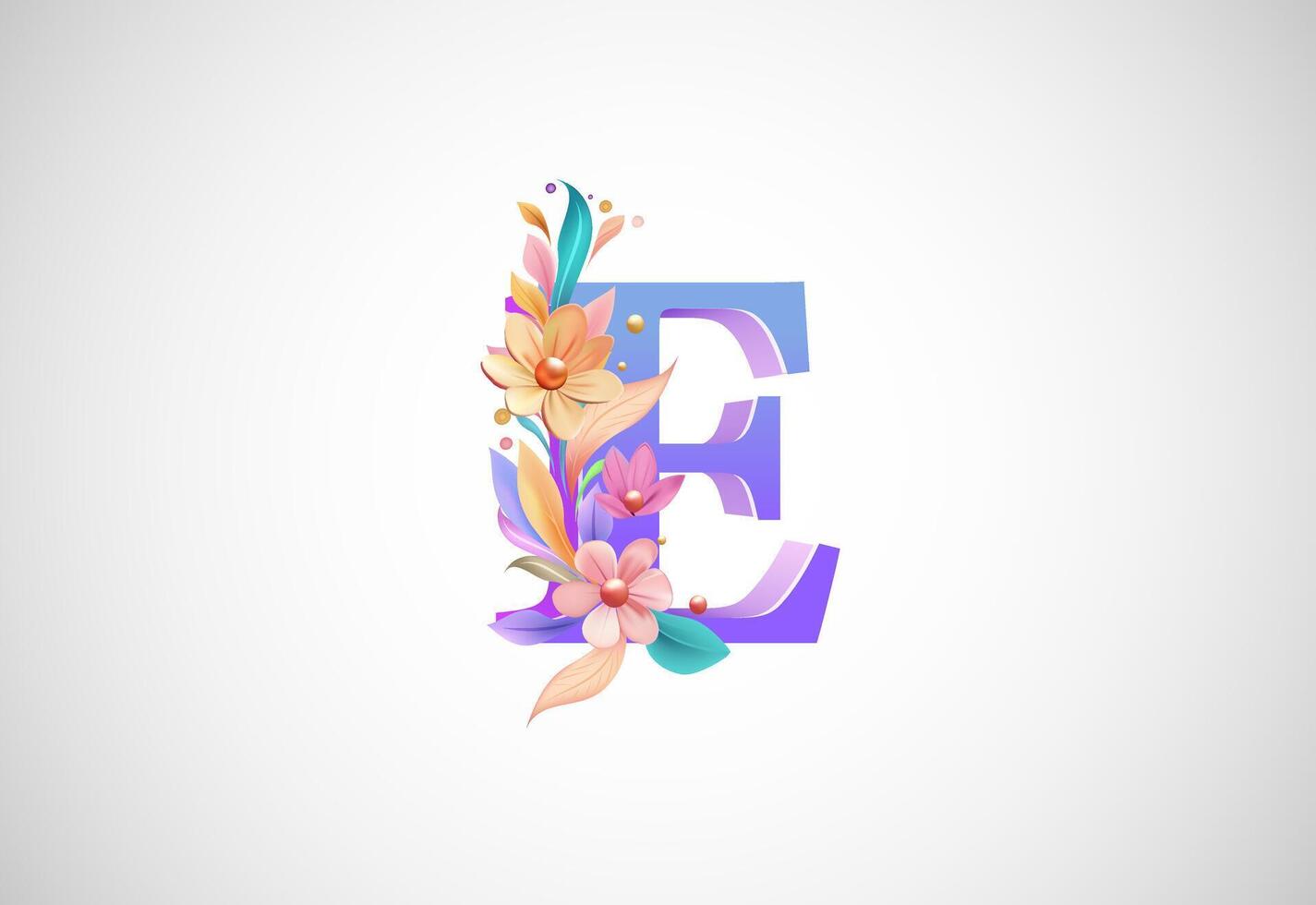 Blumen- Alphabet e. Logo zum Hochzeit Einladungen, Gruß Karte, Geburtstag, Logo, Poster andere Ideen vektor