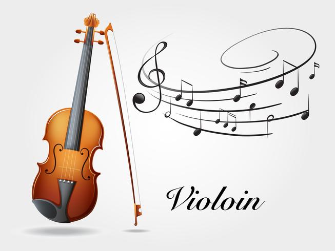 Violin och musik anteckningar på vit vektor