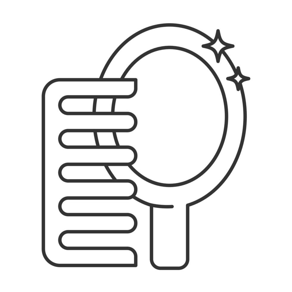 spegel och hårkam ikon isolerat i vit och svart colors.symbol, logotyp illustration för hår bryr sig, gör upp.redigerbar stroke. vektor illustration eps 10.