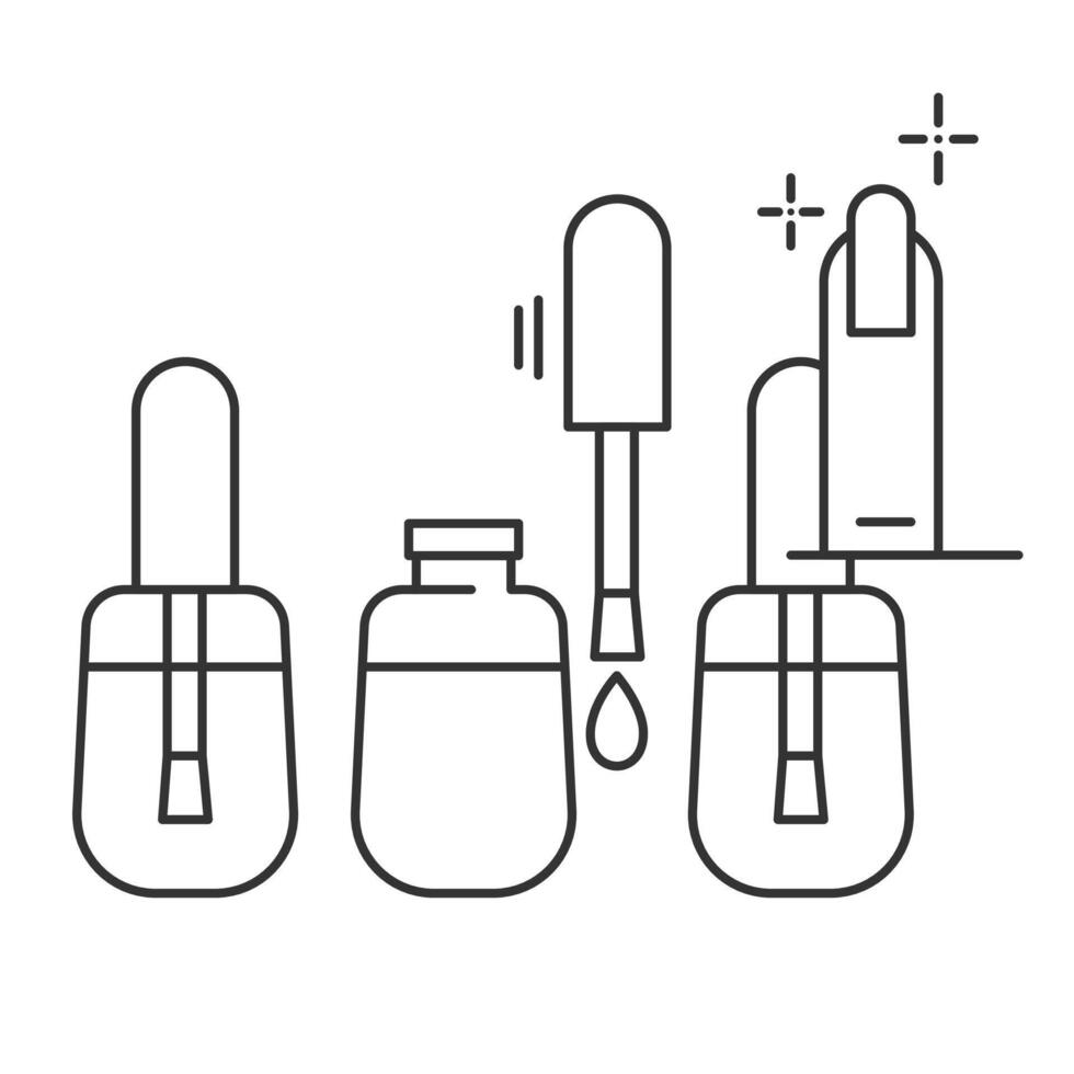 nagel putsa manikyr översikt ikoner.hand manikyr och vård enkel linje symboler.enkel instruktioner för använder sig av set.editable stroke. vektor illustration eps 10