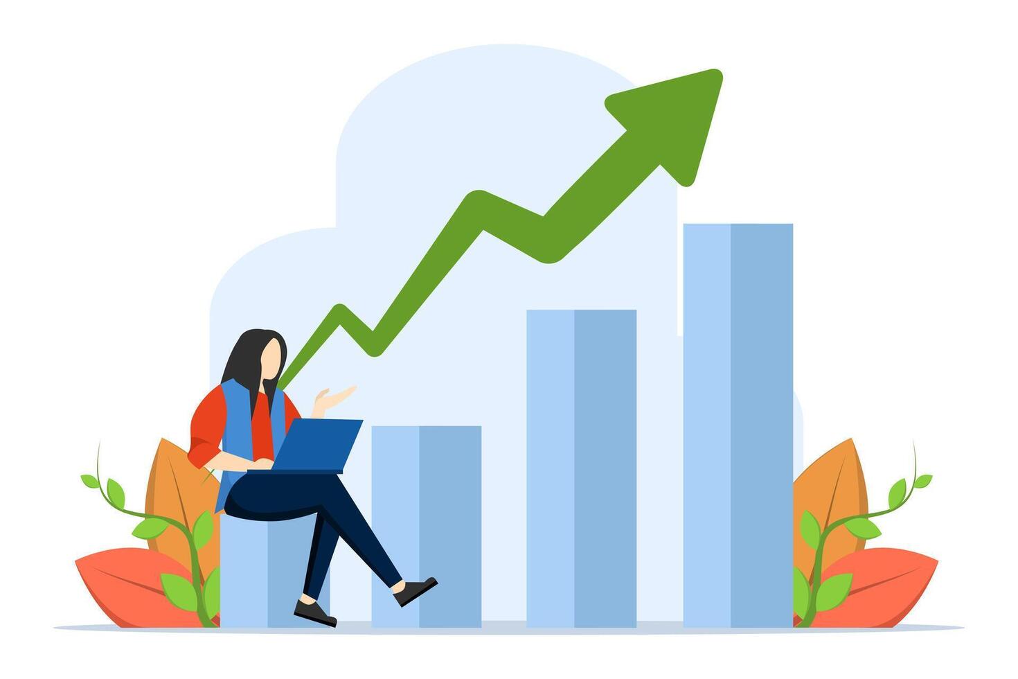 Digital Geschäft Illustration Konzept. Zeichen generieren Ideen, Ziel Märkte und machen Geld, analysieren Marketing Daten. Geschäft Aktivität Konzept. eben Vektor Illustration auf Weiß Hintergrund.