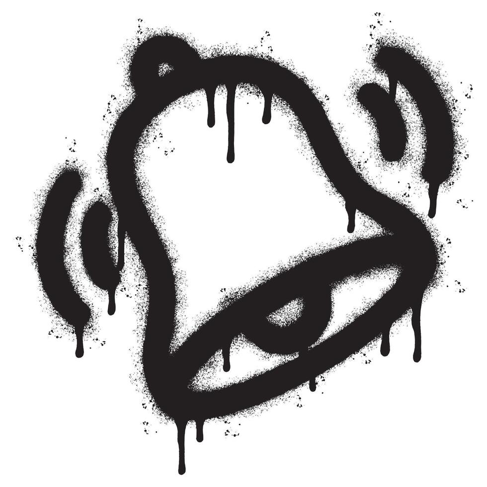 spray målad graffiti klocka ikon sprutas isolerat med en vit bakgrund. graffiti klocka ikon med över spray i svart över vit. vektor
