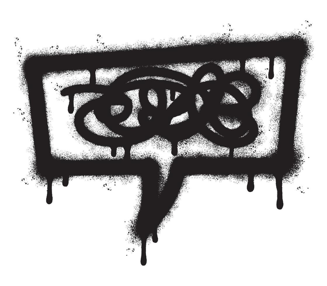sprühen gemalt Graffiti betont Gedanken Blase gesprüht isoliert mit ein Weiß Hintergrund. Graffiti Rede Blase Symbol mit Über sprühen im schwarz Über Weiß. Vektor Illustration.