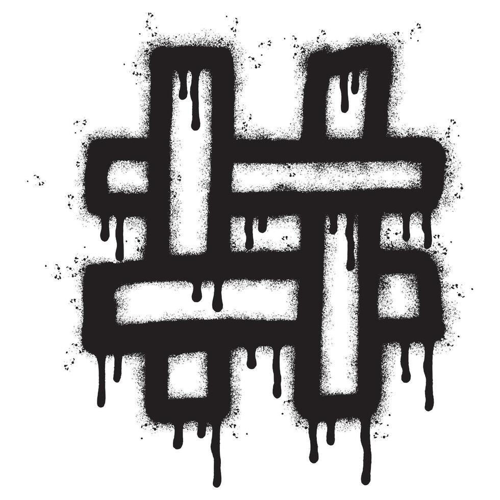 sprühen gemalt Graffiti Hashtag Symbol gesprüht isoliert mit ein Weiß Hintergrund. Graffiti Hash Etikett mit Über sprühen im schwarz Über Weiß. Vektor Illustration.