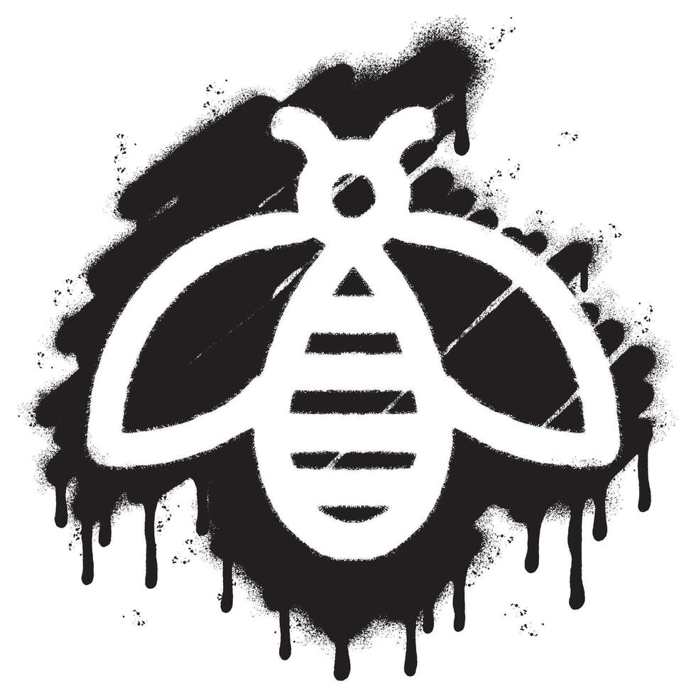 sprühen gemalt Graffiti Biene Symbol gesprüht isoliert mit ein Weiß Hintergrund. Graffiti Biene Symbol mit Über sprühen im schwarz Über Weiß. Vektor Illustration.