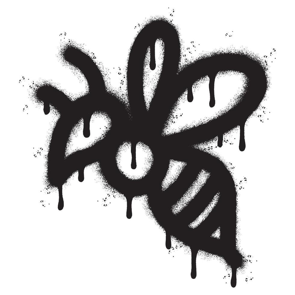 spray målad graffiti bi ikon sprutas isolerat med en vit bakgrund. graffiti bi symbol med över spray i svart över vit. vektor illustration.