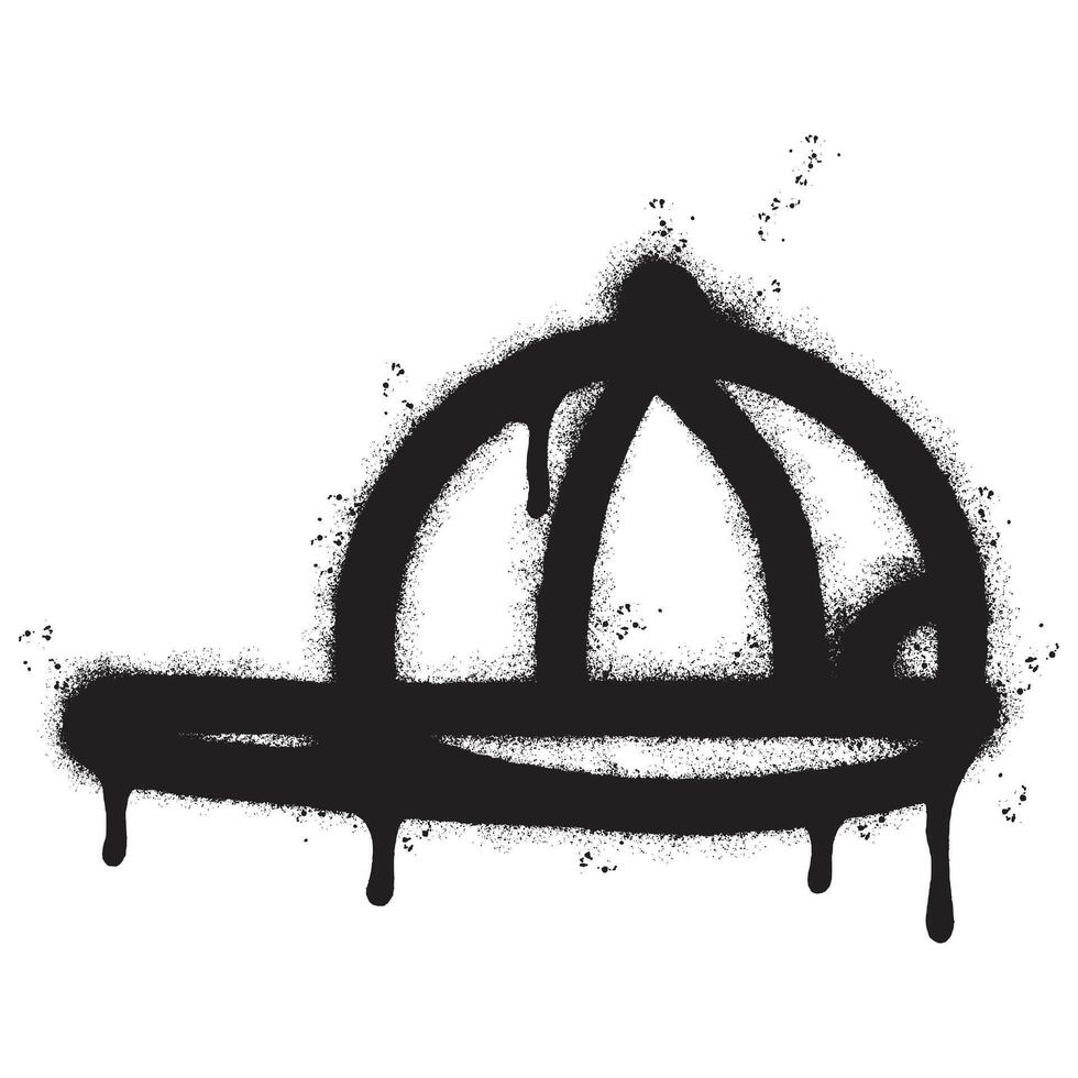 spray målad graffiti hatt ikon sprutas isolerat med en vit bakgrund. graffiti hatt symbol med över spray i svart över vit. vektor