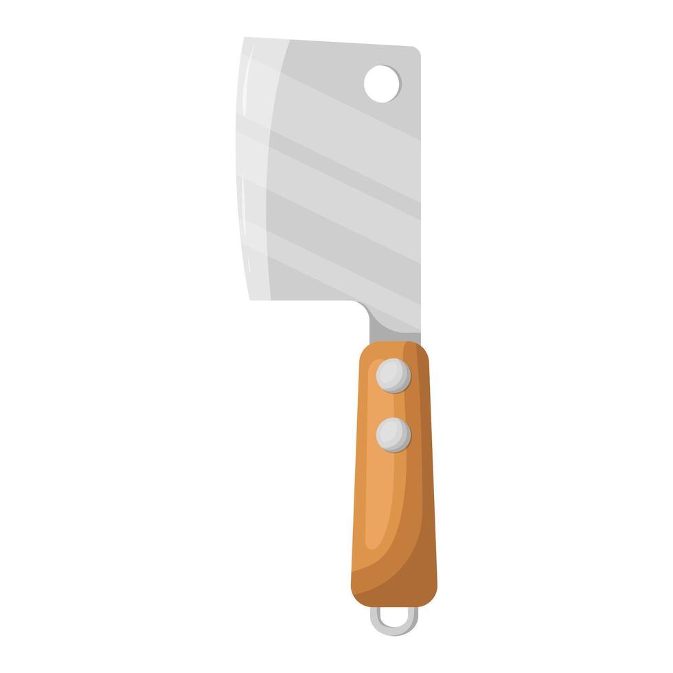 en stor kniv är en grill köttyxa. vektor illustration på en vit bakgrund.