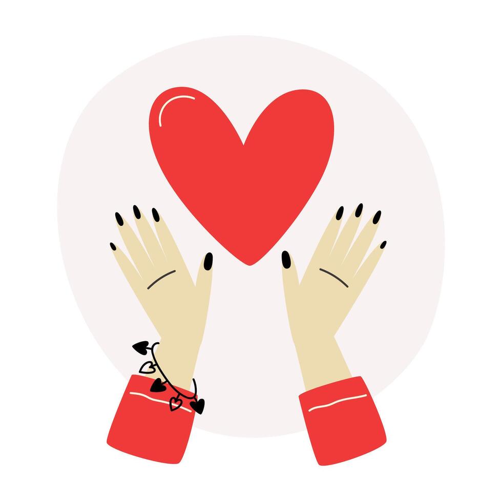 Hände halten ein rot Herz zum Valentinstag Tag vektor