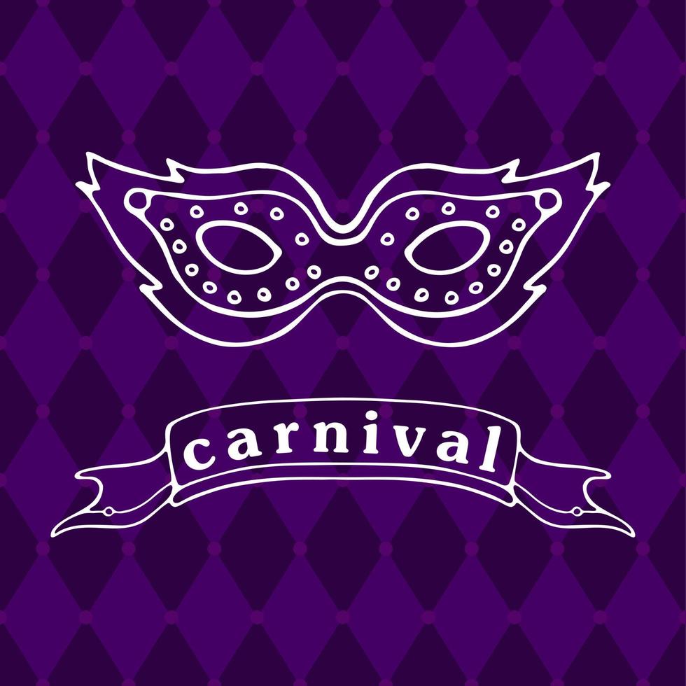 mardi gras karneval vektor illustration. karnevalsmask och band. bakgrund med traditionella färger