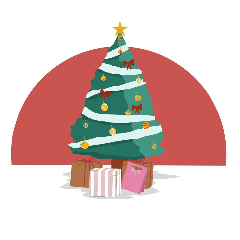 weihnachtsbaum und box geschenk geschenk vektor