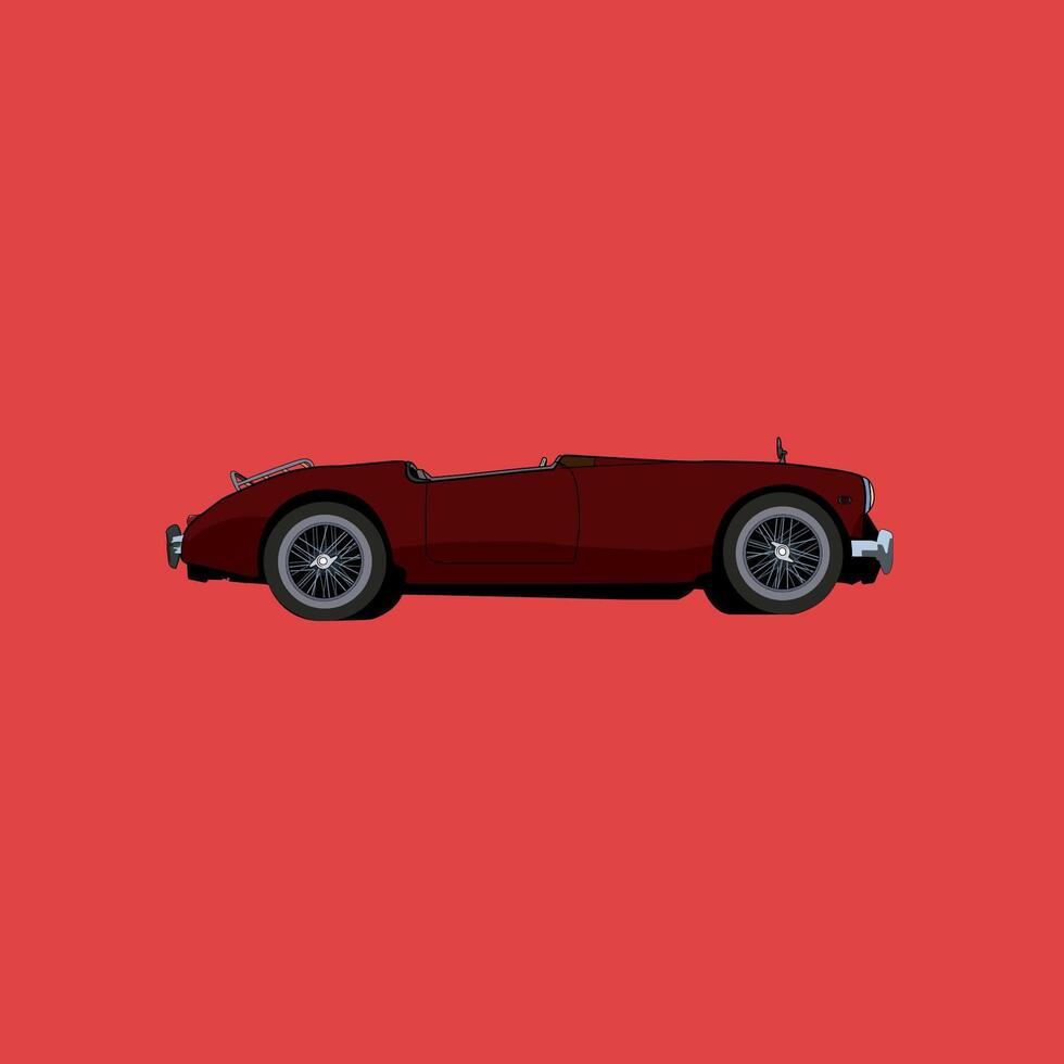 illustration vektor grafisk av röd årgång bil med sida se
