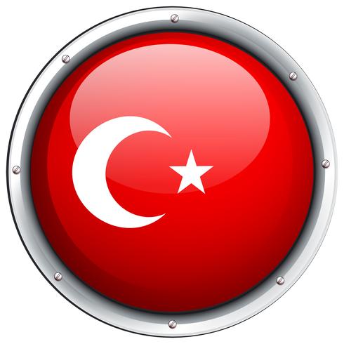 Türkei Flagge auf runden Rahmen vektor
