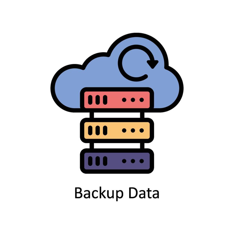 Backup Daten Vektor gefüllt Gliederung Symbol Stil Illustration. eps 10 Datei