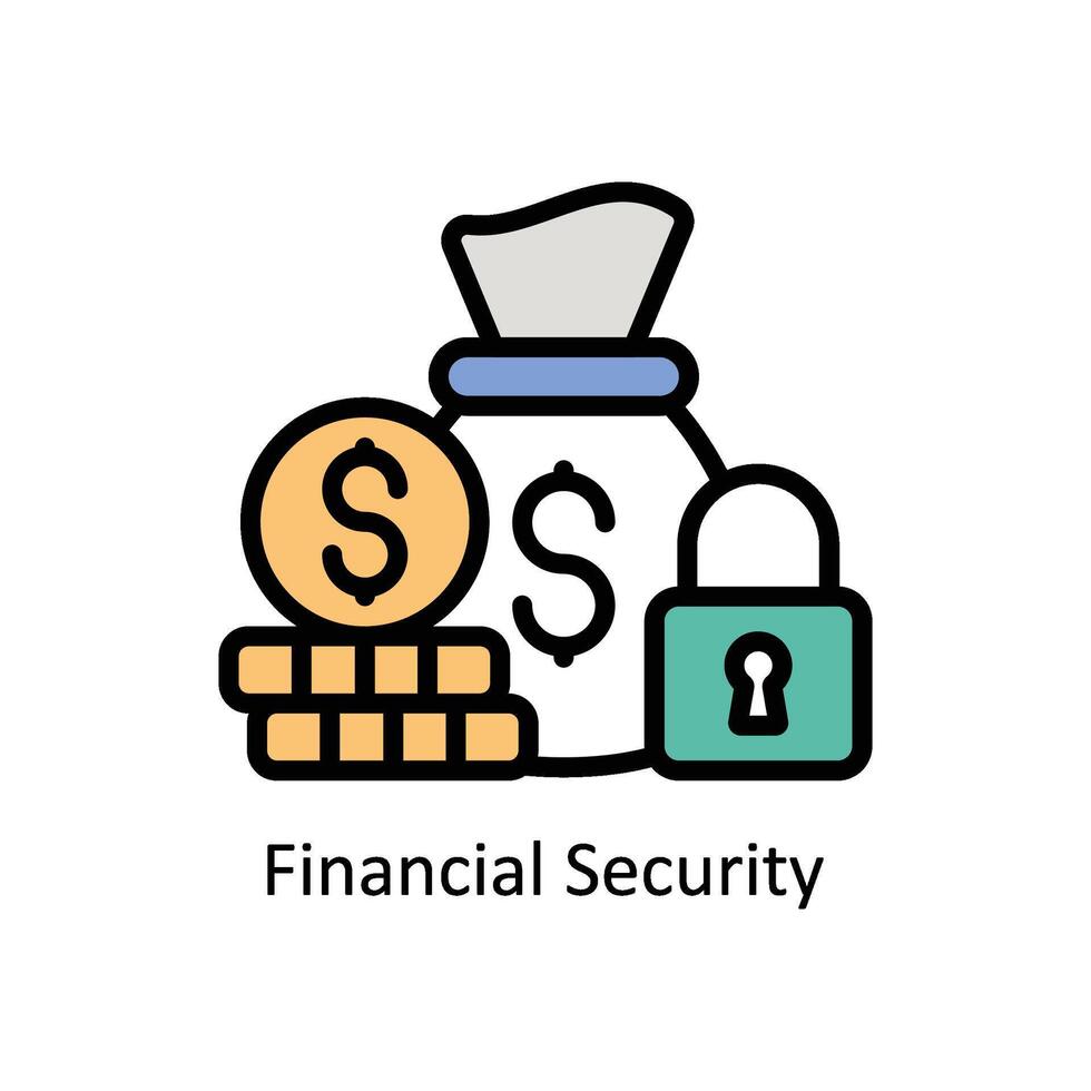 finansiell säkerhet vektor fylld översikt ikon stil illustration. eps 10 fil